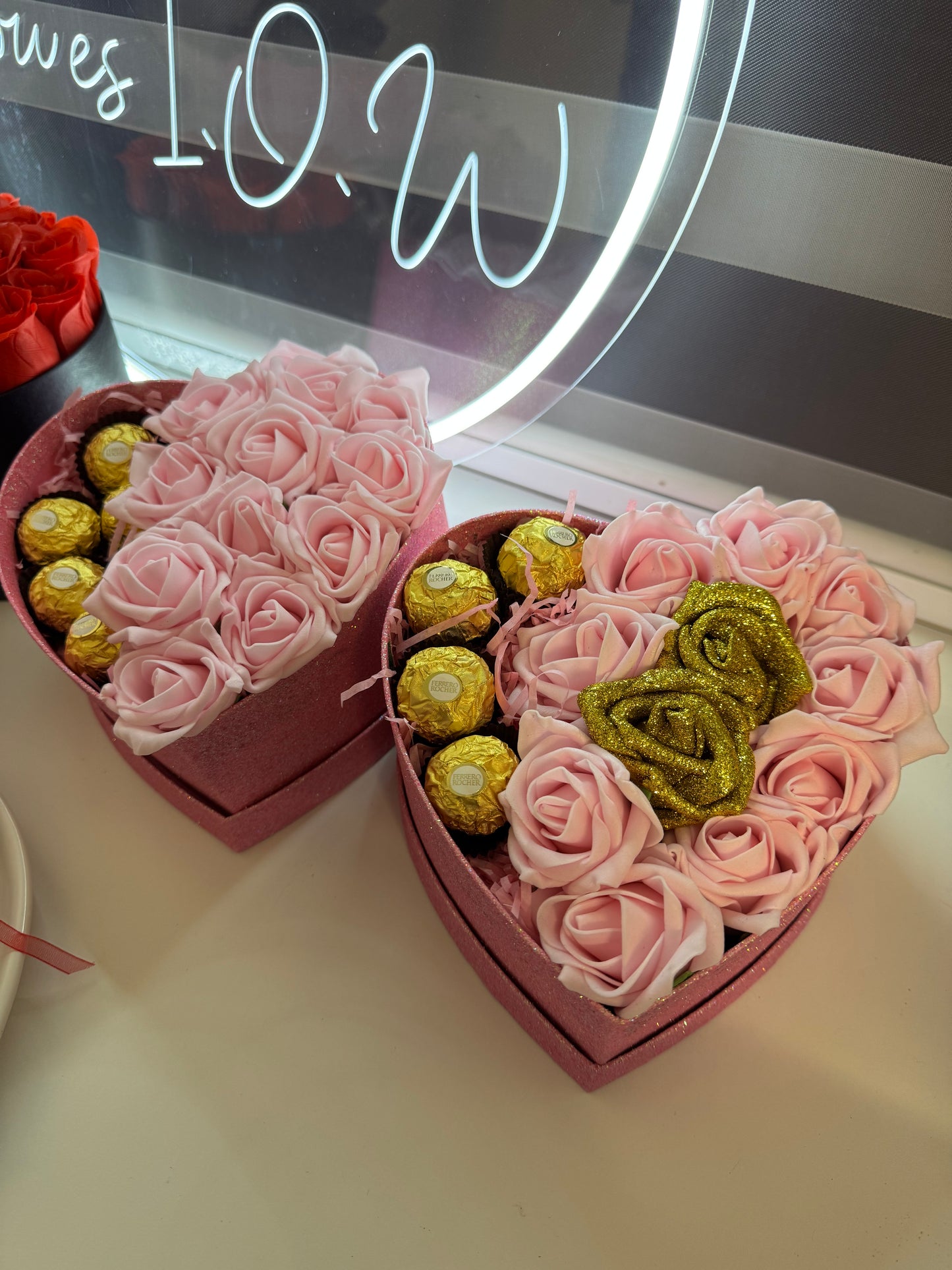 Pink Glitter Heart Shaped Box