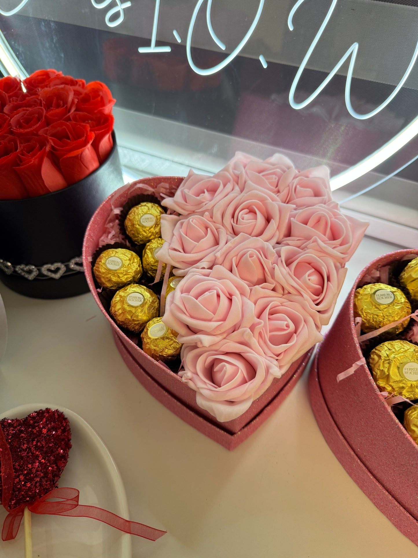 Pink Glitter Heart Shaped Box