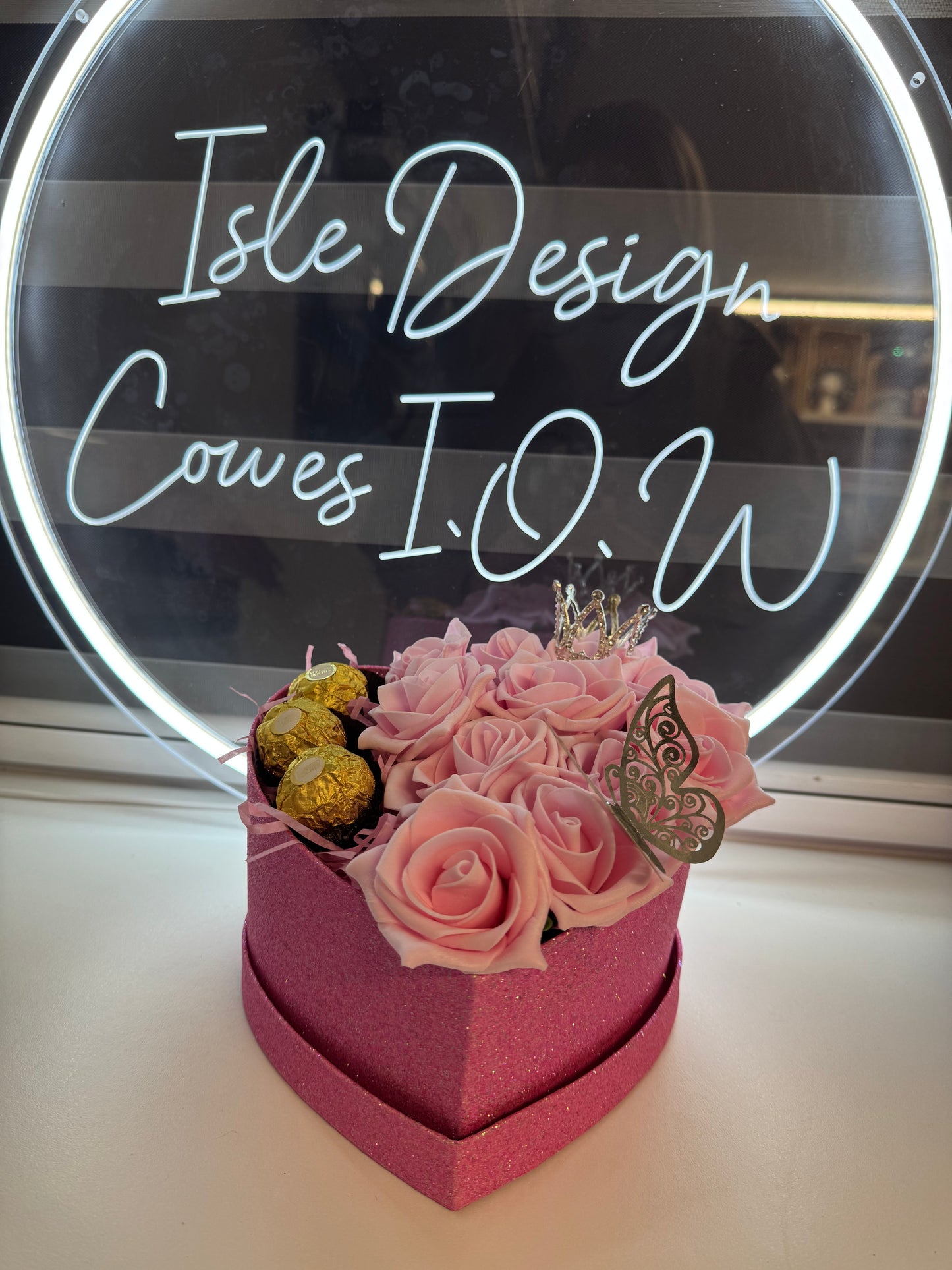 Pink Glitter Heart Shaped Box