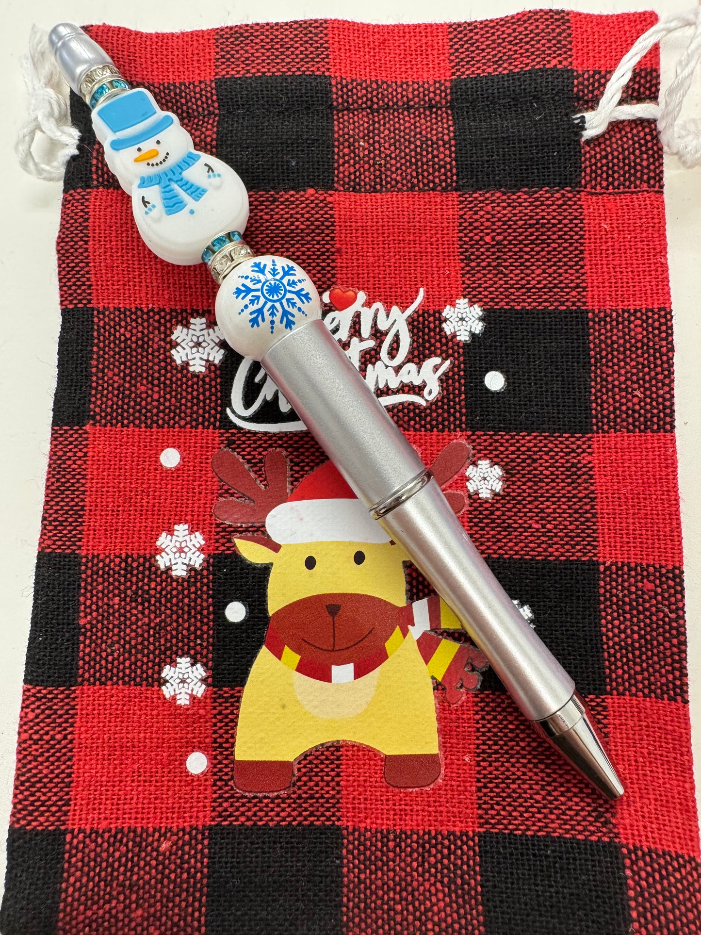Christmas Beaded Pens - Blue & Silver