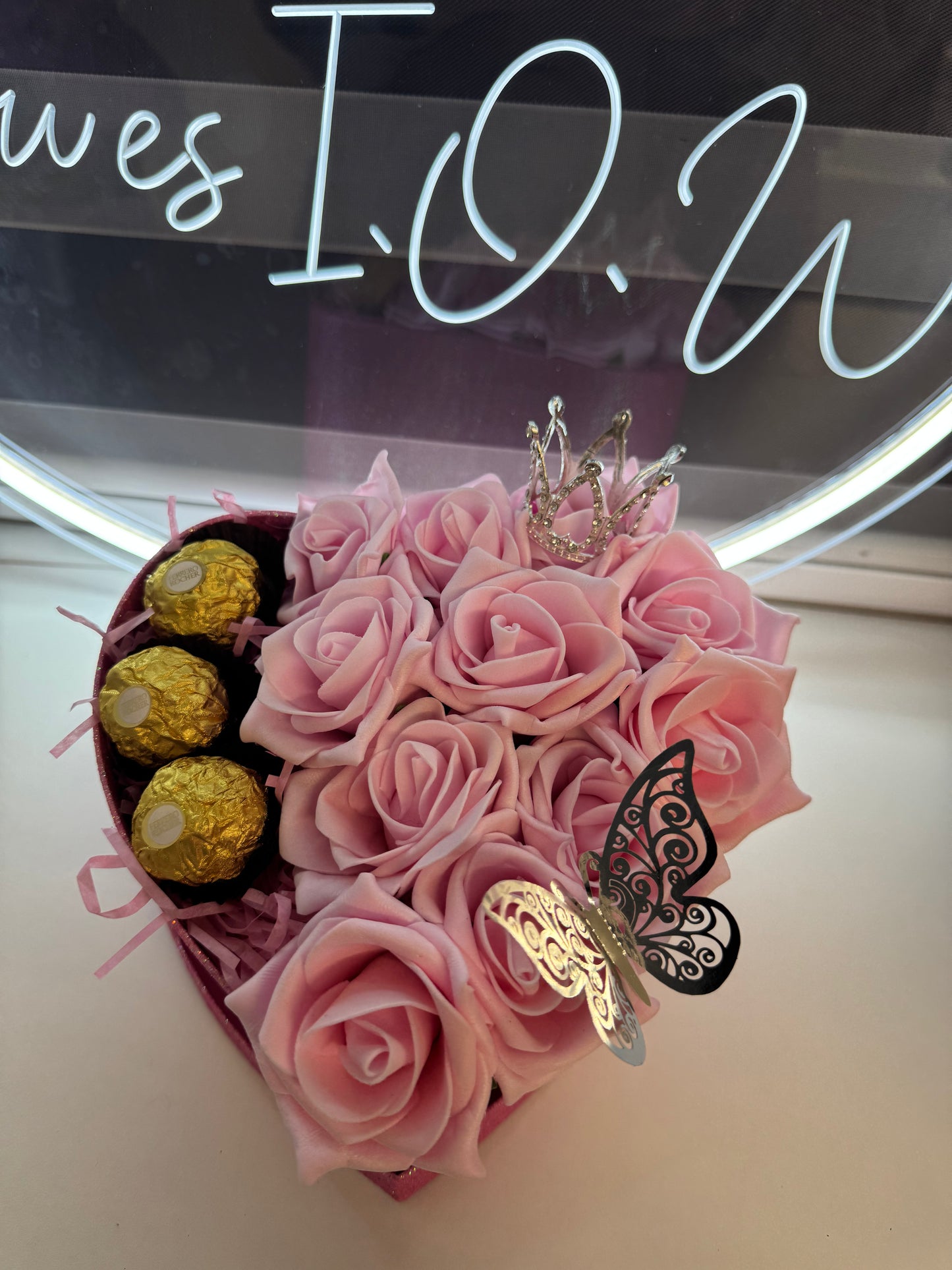Pink Glitter Heart Shaped Box