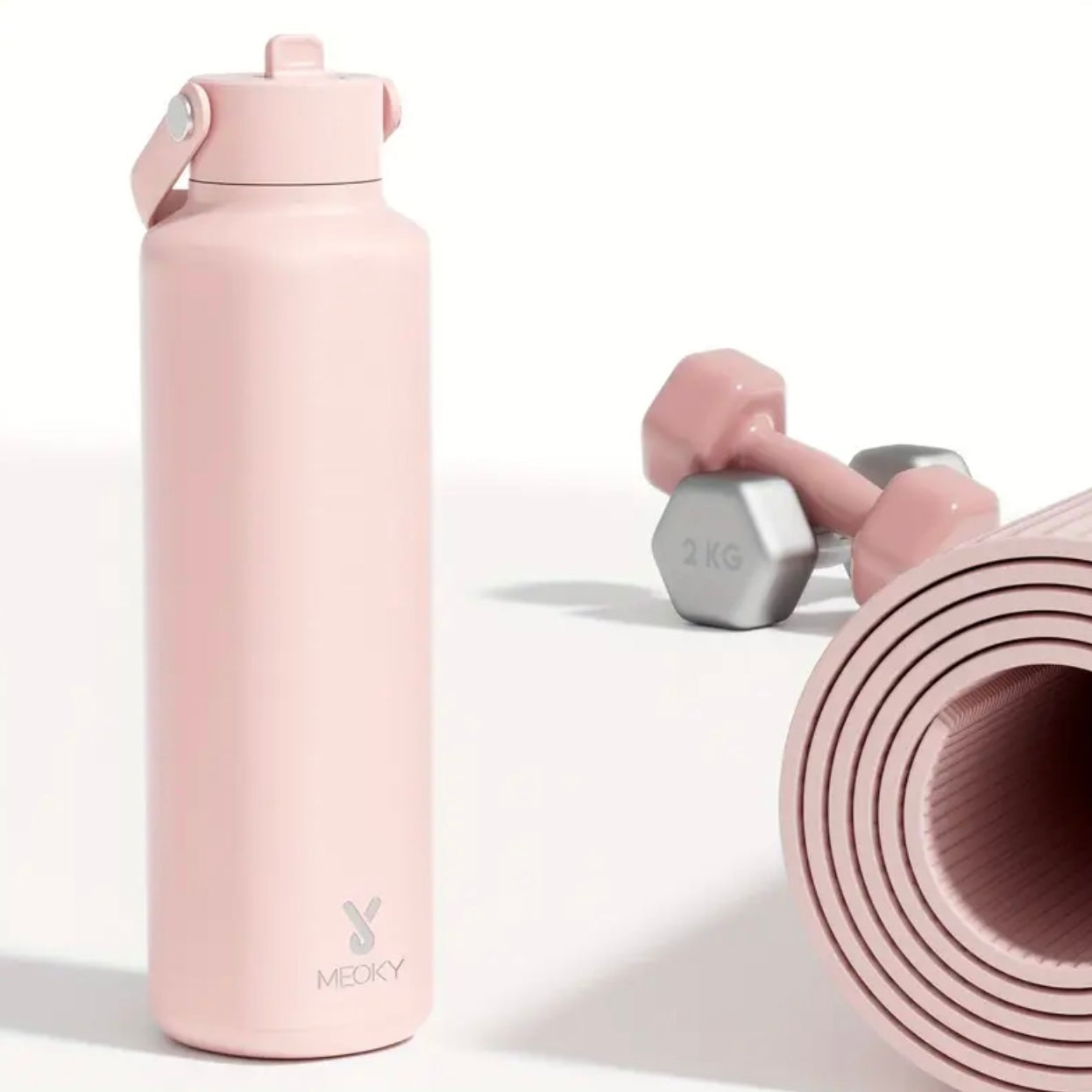 Meoky 24oz Insulated Water Bottle with Duo 2-in-1 Lid