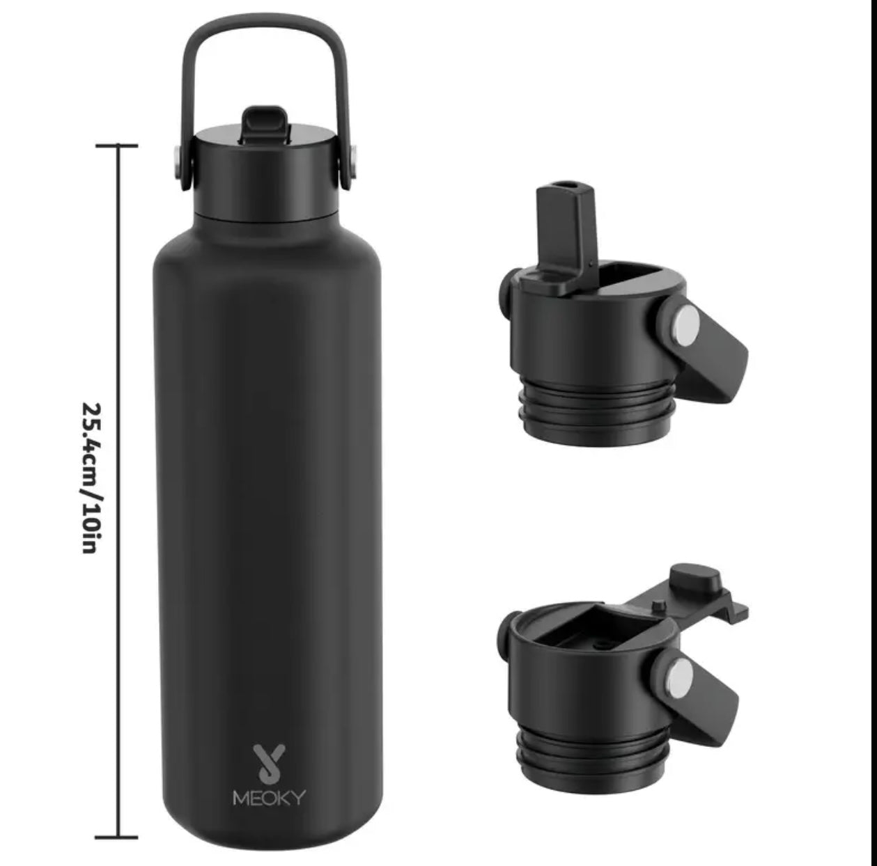 Meoky 24oz Insulated Water Bottle with Duo 2-in-1 Lid