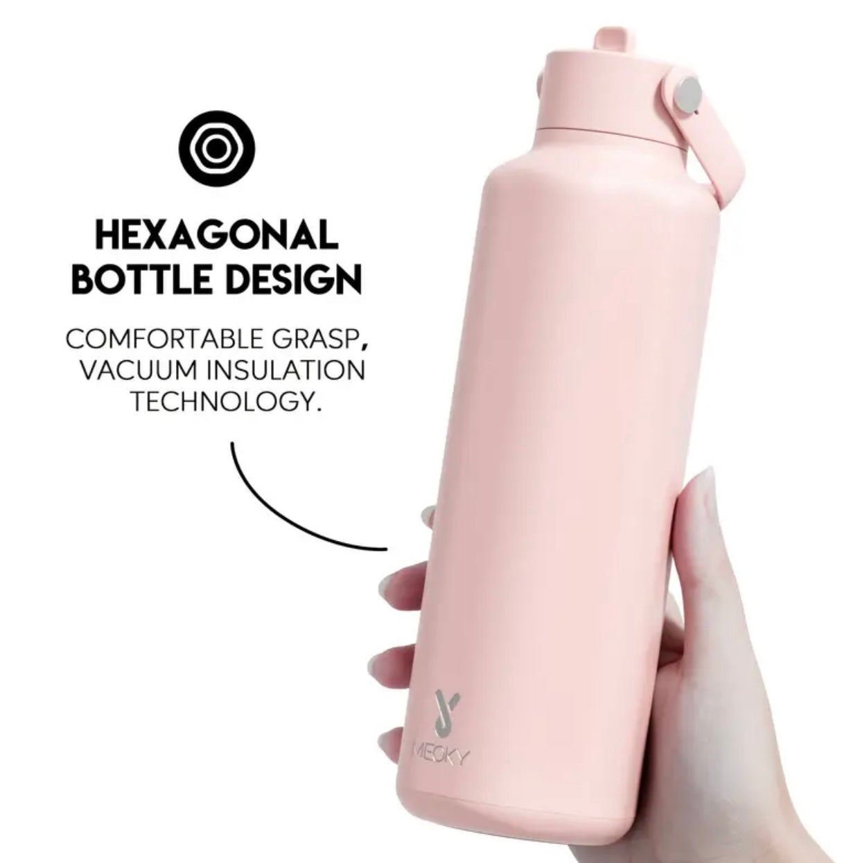 Meoky 24oz Insulated Water Bottle with Duo 2-in-1 Lid