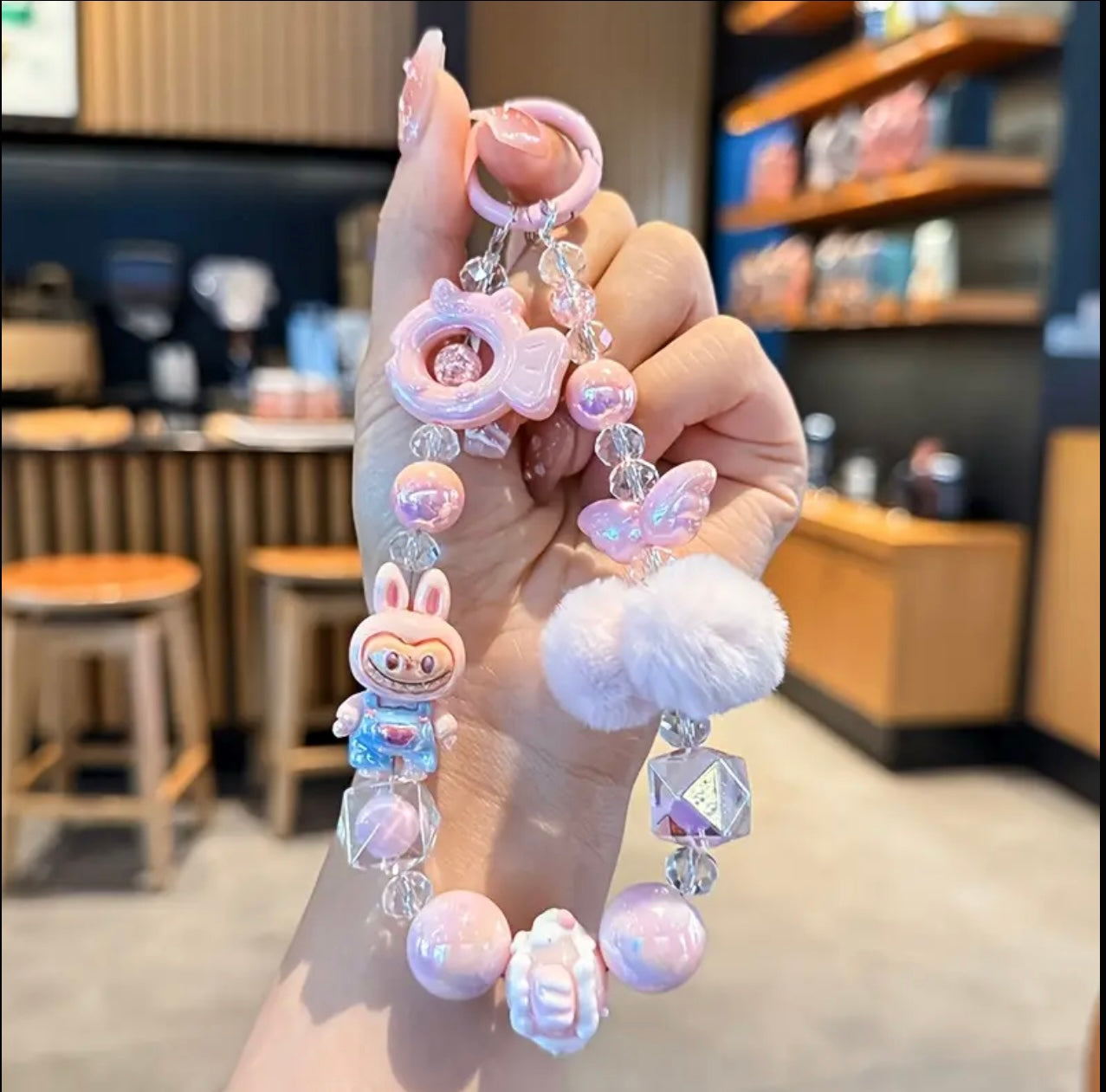 LABUBU Acrylic Pom Pom Beaded Phone Chain