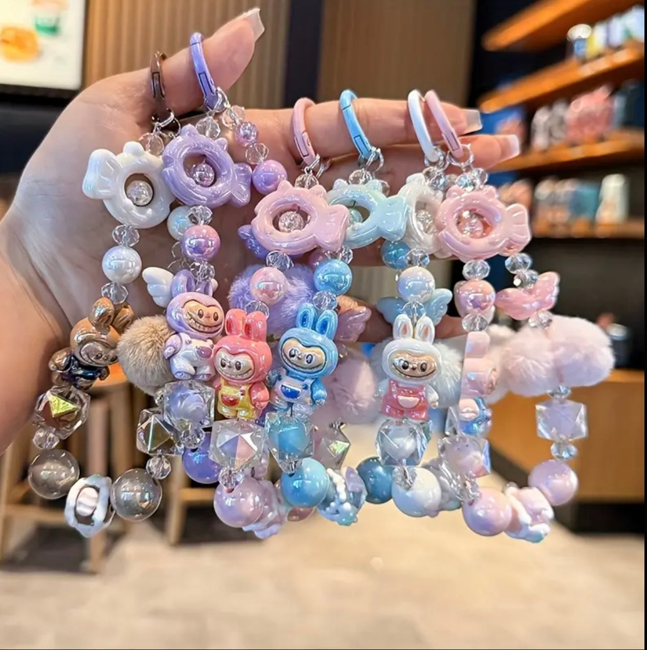 LABUBU Acrylic Pom Pom Beaded Phone Chain