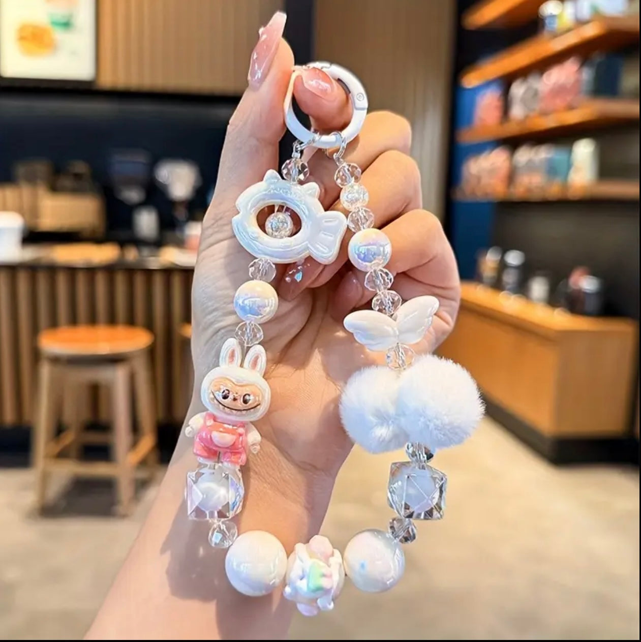 LABUBU Acrylic Pom Pom Beaded Phone Chain