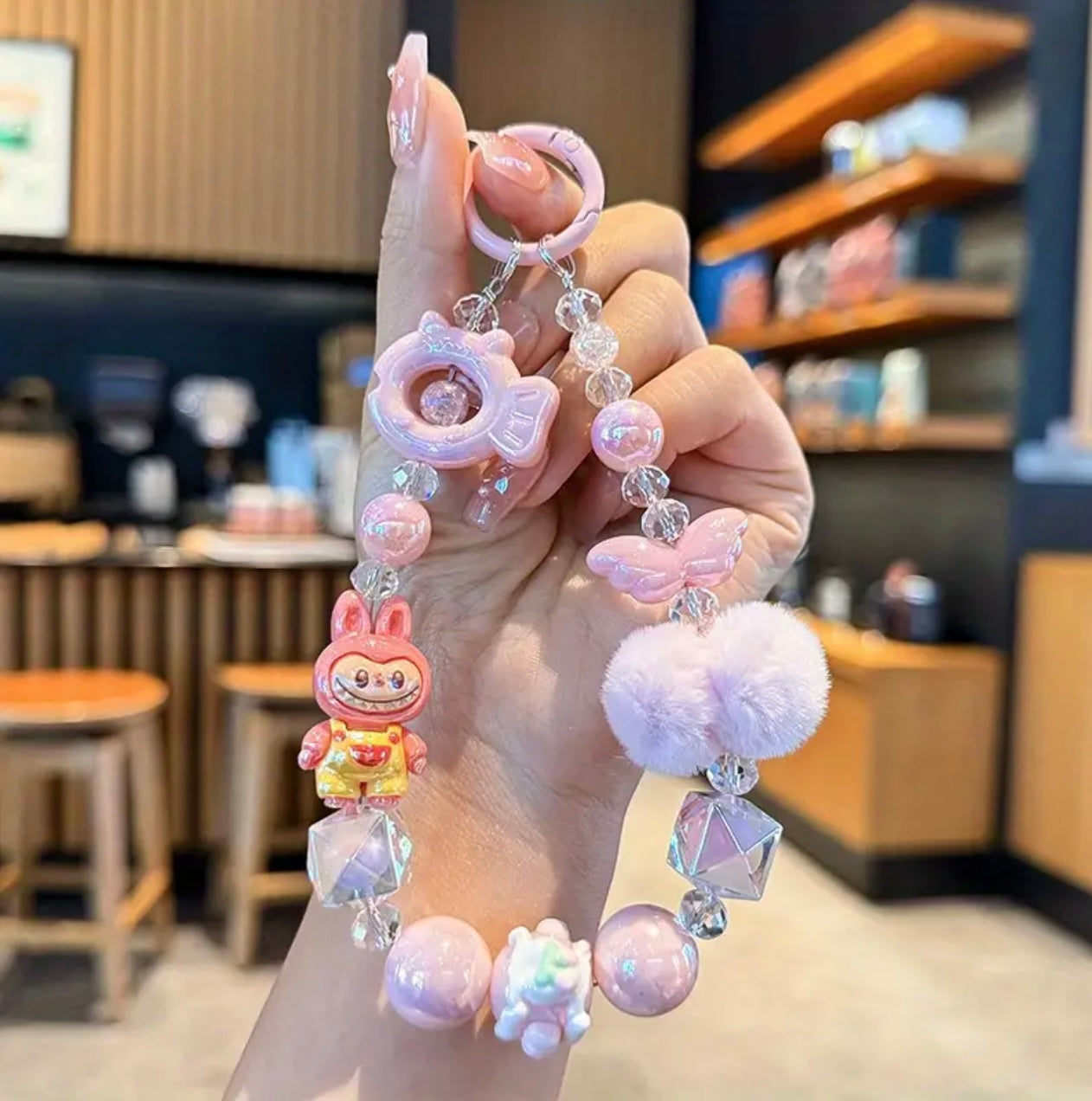 LABUBU Acrylic Pom Pom Beaded Phone Chain