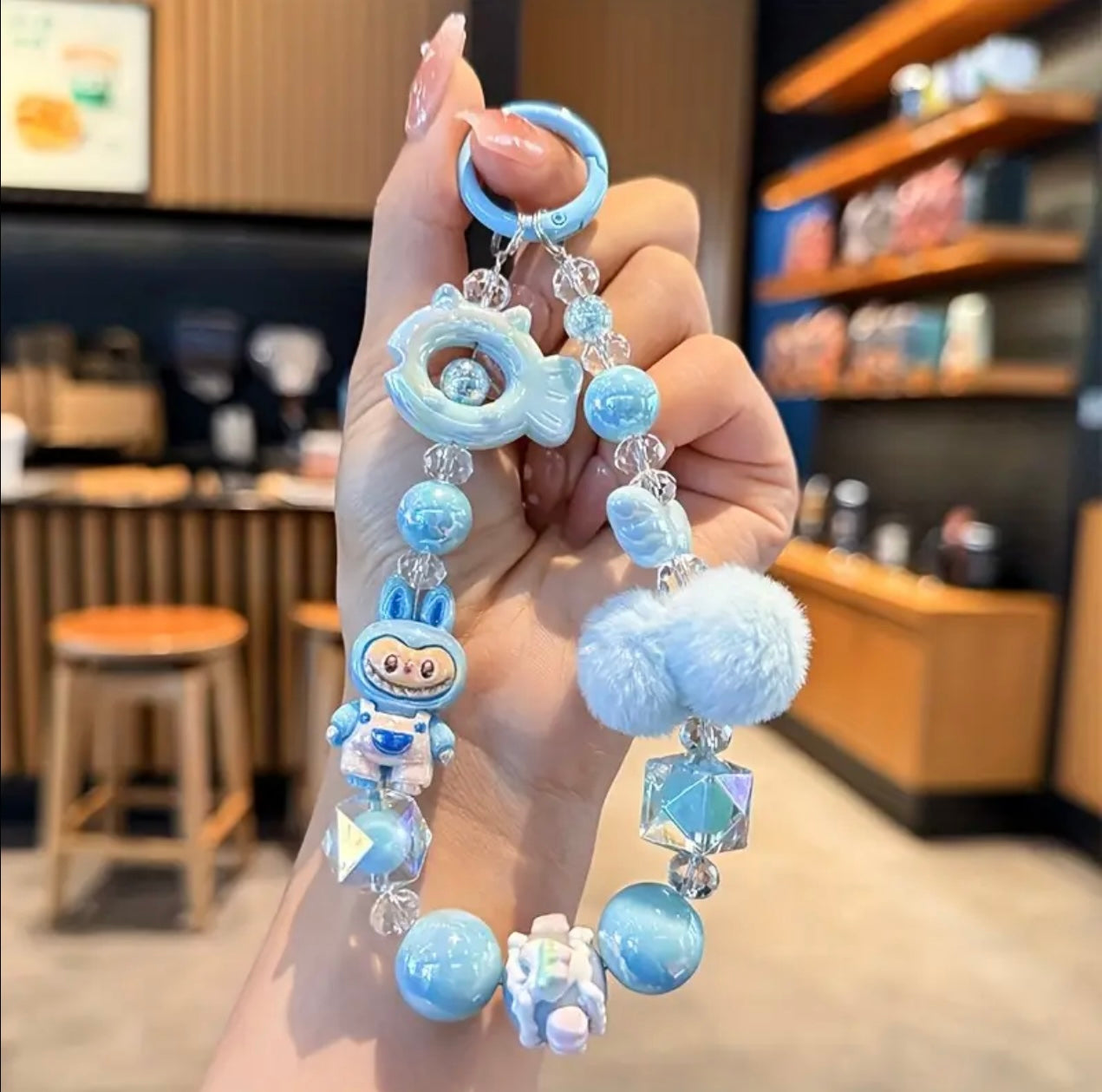LABUBU Acrylic Pom Pom Beaded Phone Chain
