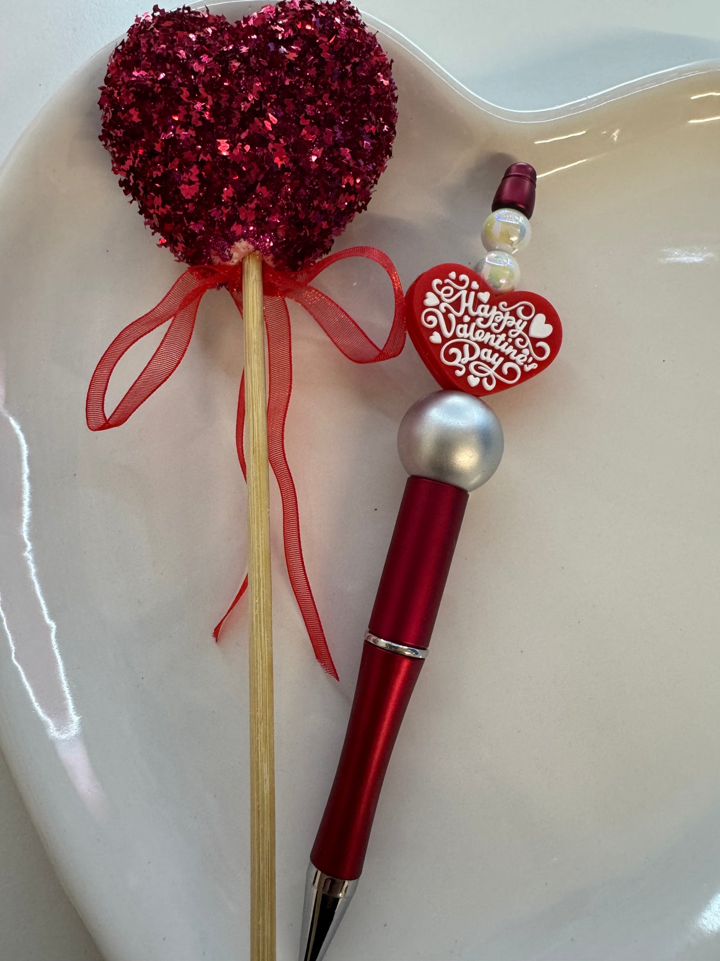 ‘Happy Valentine’s Day’ Beaded Pen