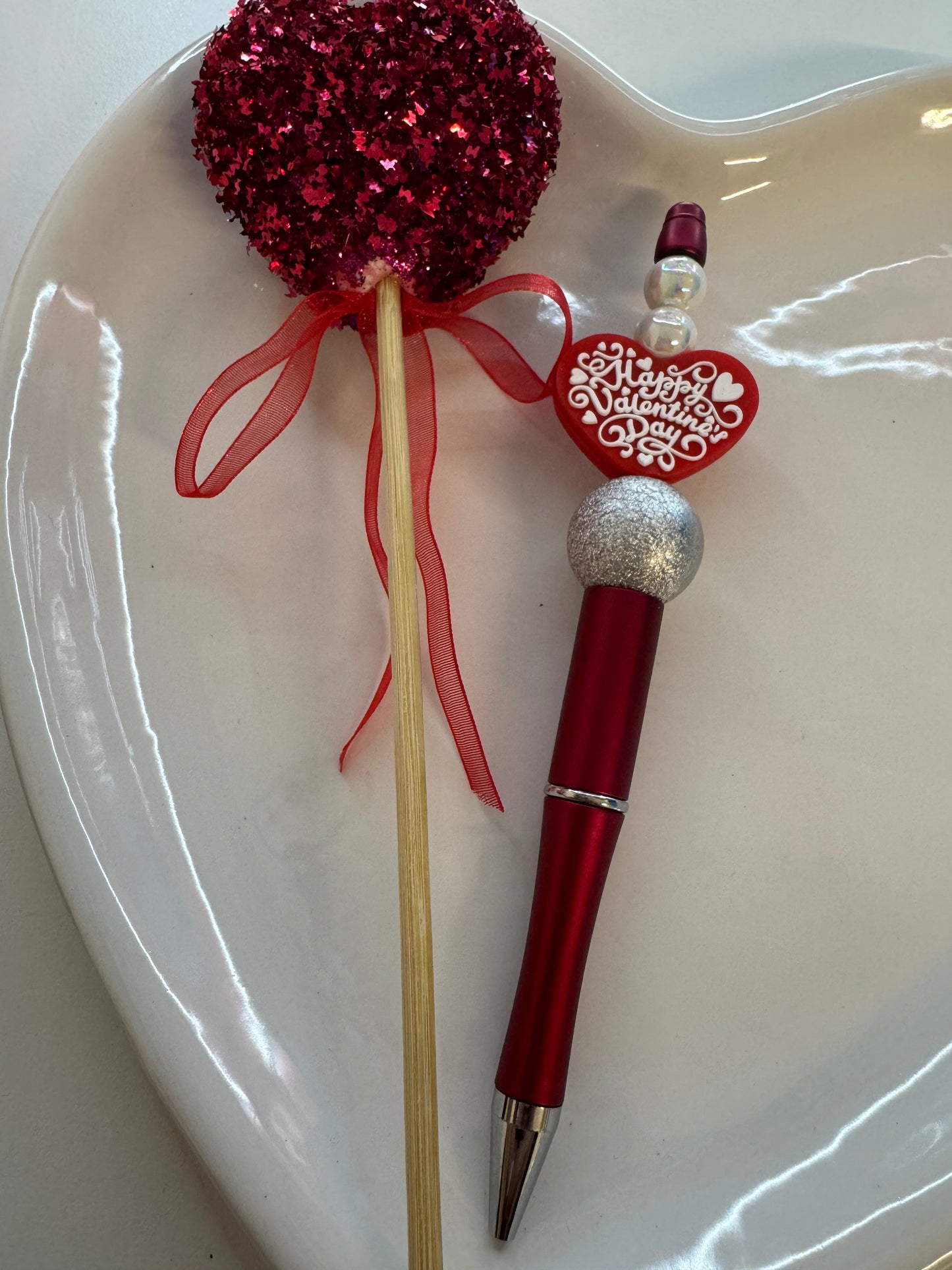 ‘Happy Valentine’s Day’ Beaded Pen