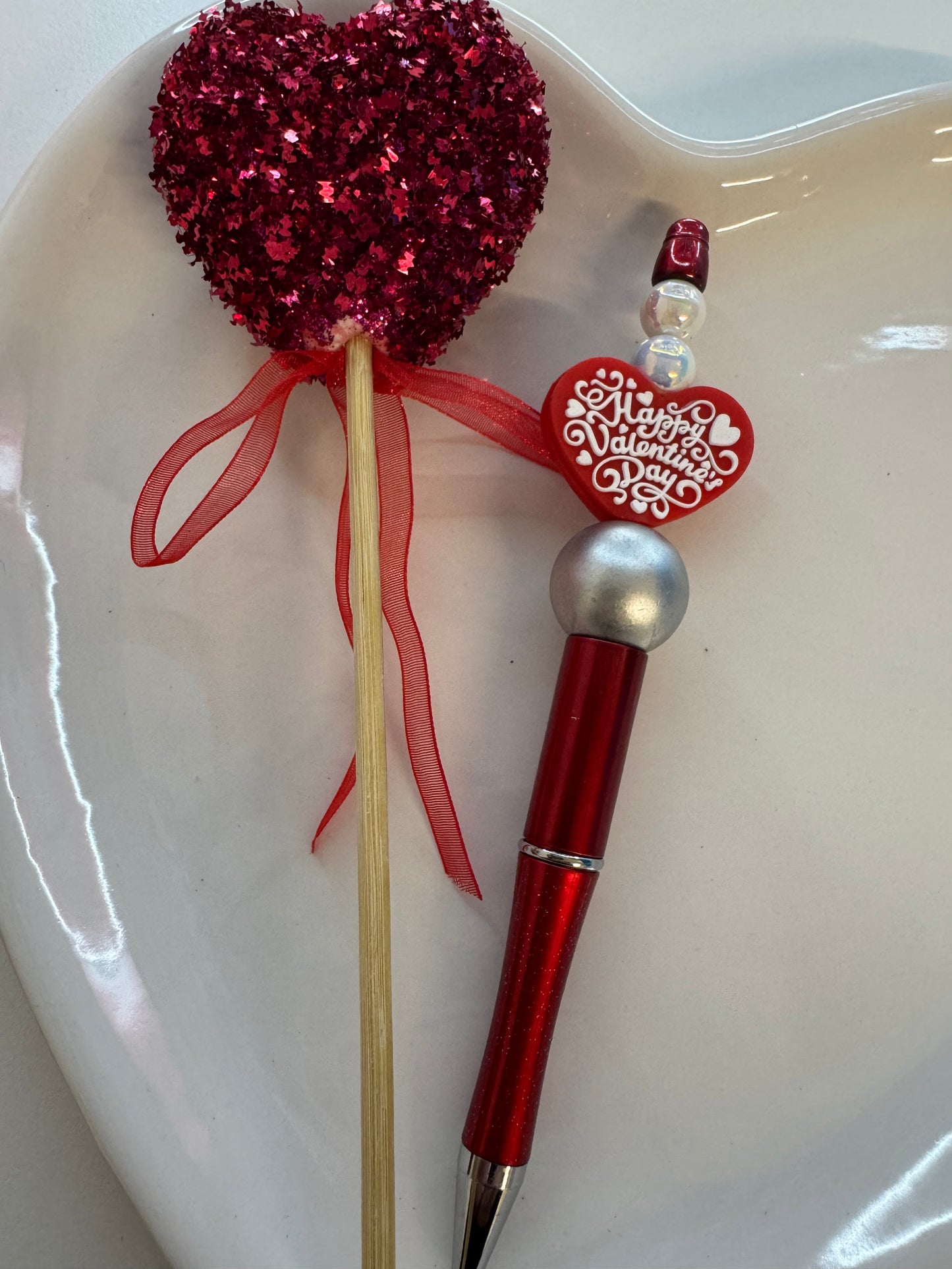 ‘Happy Valentine’s Day’ Beaded Pen