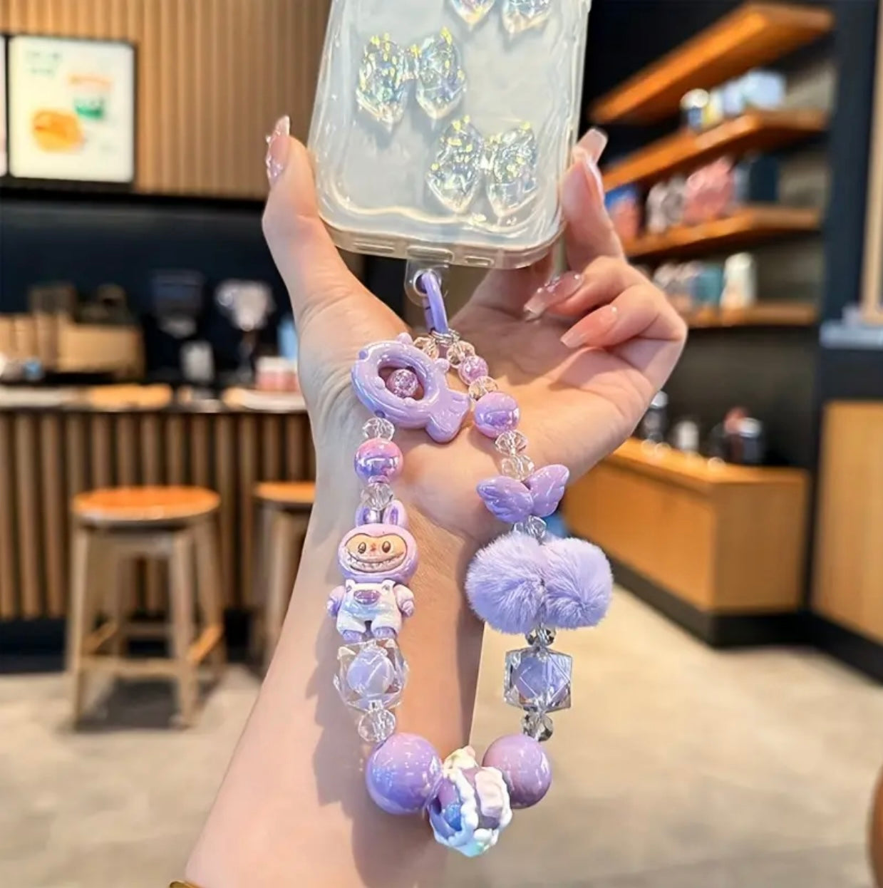 LABUBU Acrylic Pom Pom Beaded Phone Chain