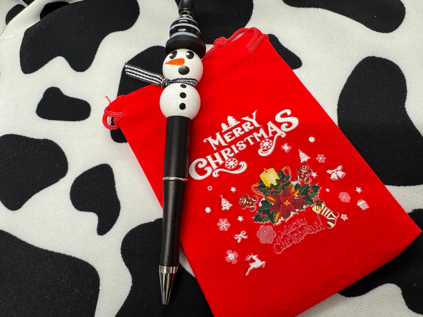 Christmas Snowmen Beaded Pens