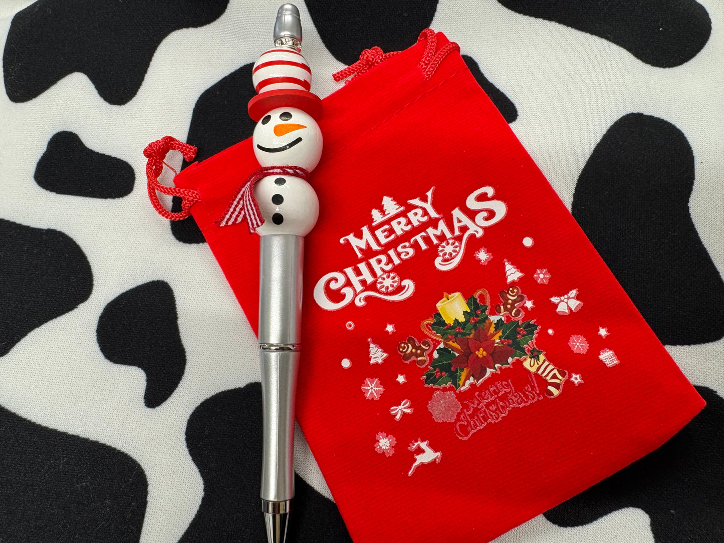 Christmas Snowmen Beaded Pens
