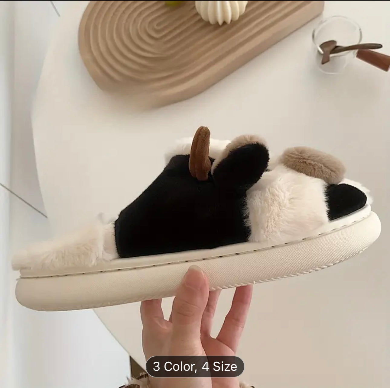 Soft Fluffy Cow Slippers