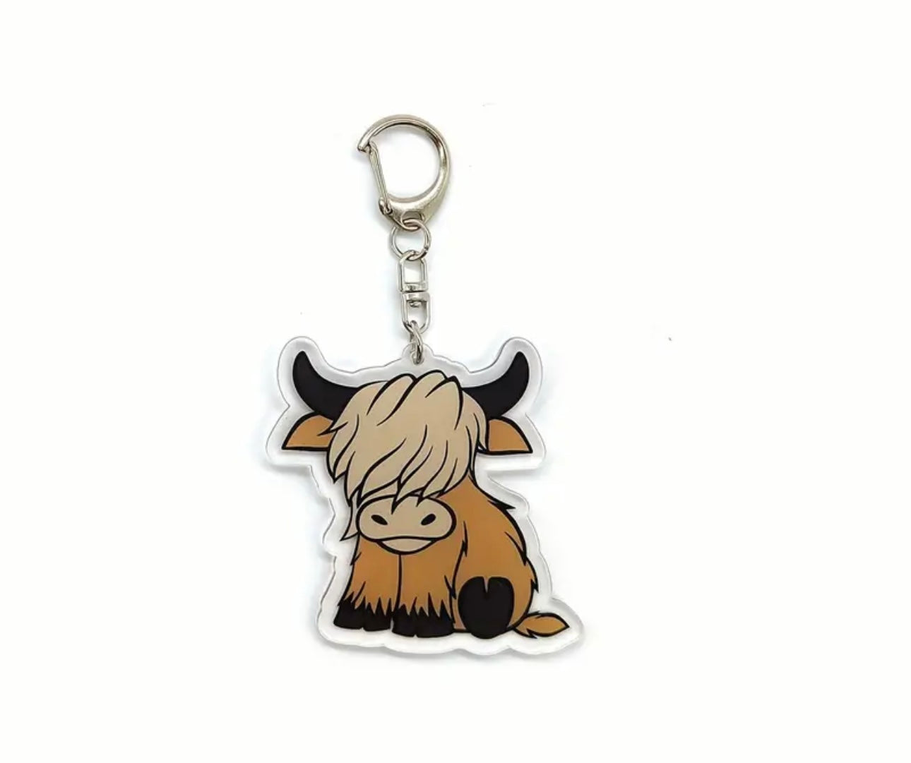 Acrylic Highland Cow Keychain