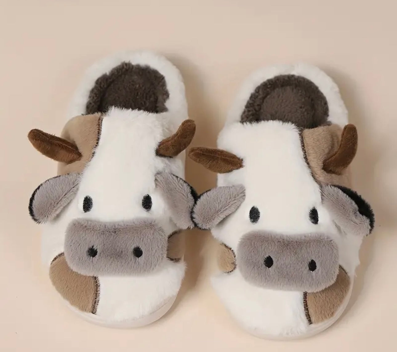 Soft Fluffy Cow Slippers