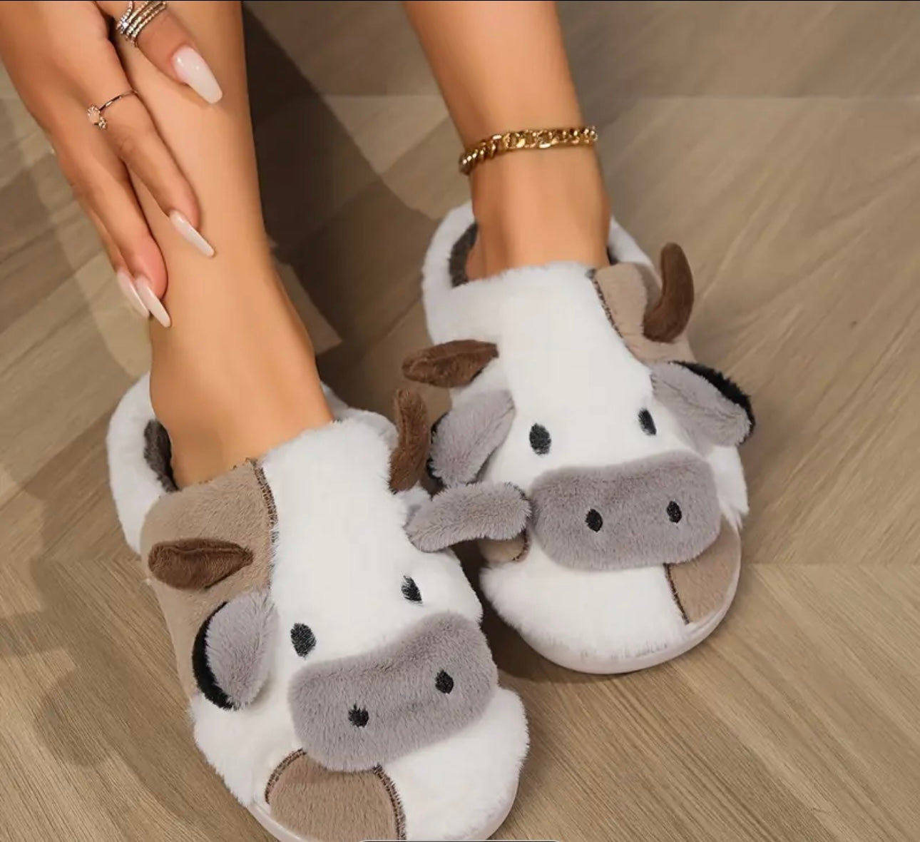 Soft Fluffy Cow Slippers