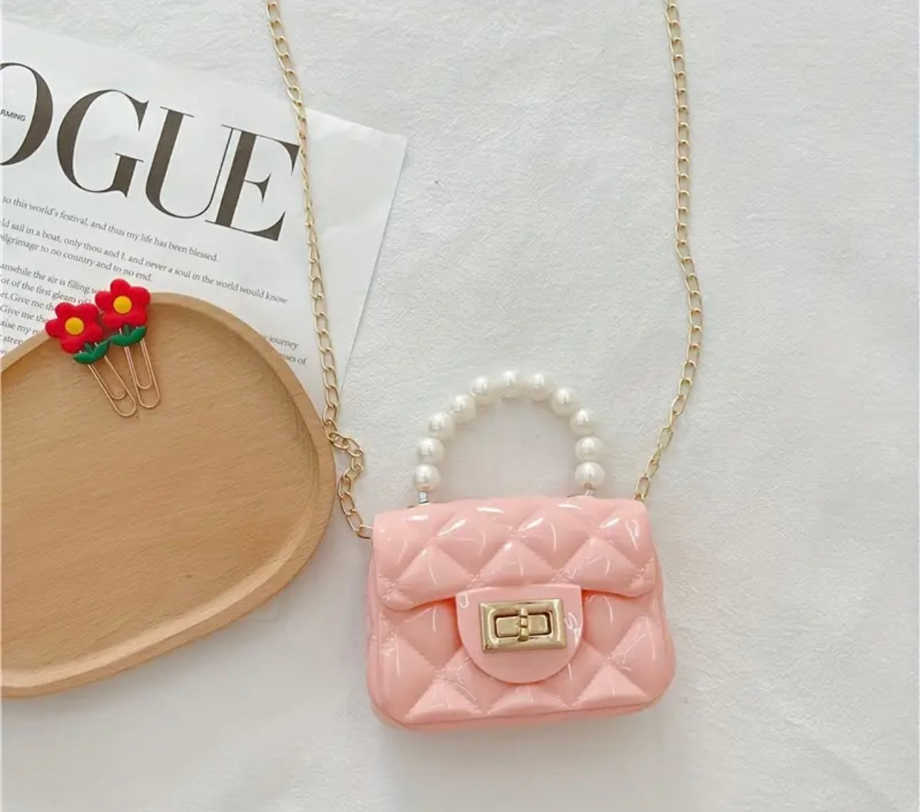 Fashionable Pearl Handle Mini Jelly Bags