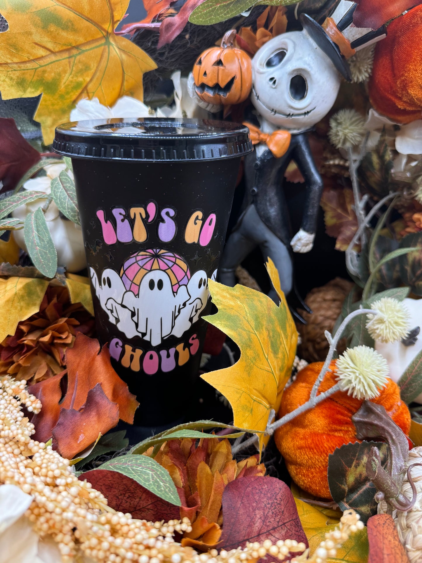 Halloween Reusable Plastic Tumbler with Lid & Straw
