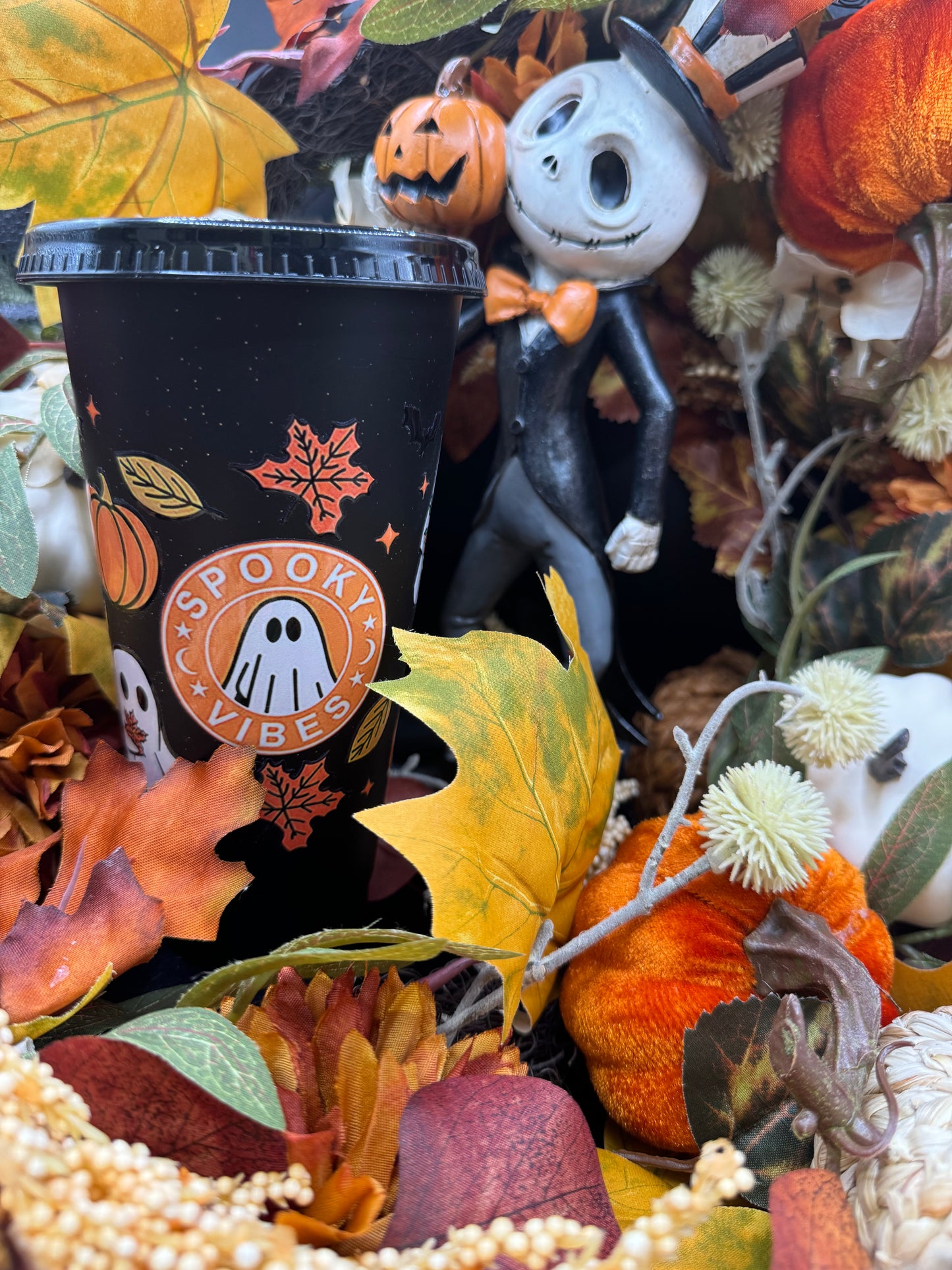 Halloween Reusable Plastic Tumbler with Lid & Straw