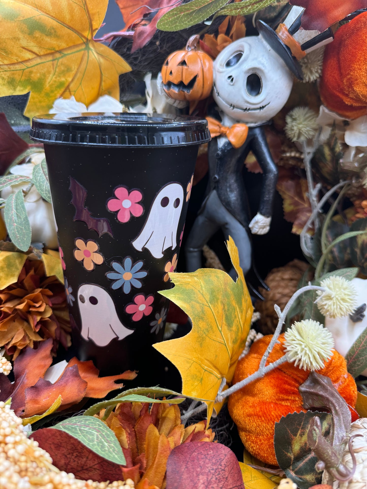 Halloween Reusable Plastic Tumbler with Lid & Straw