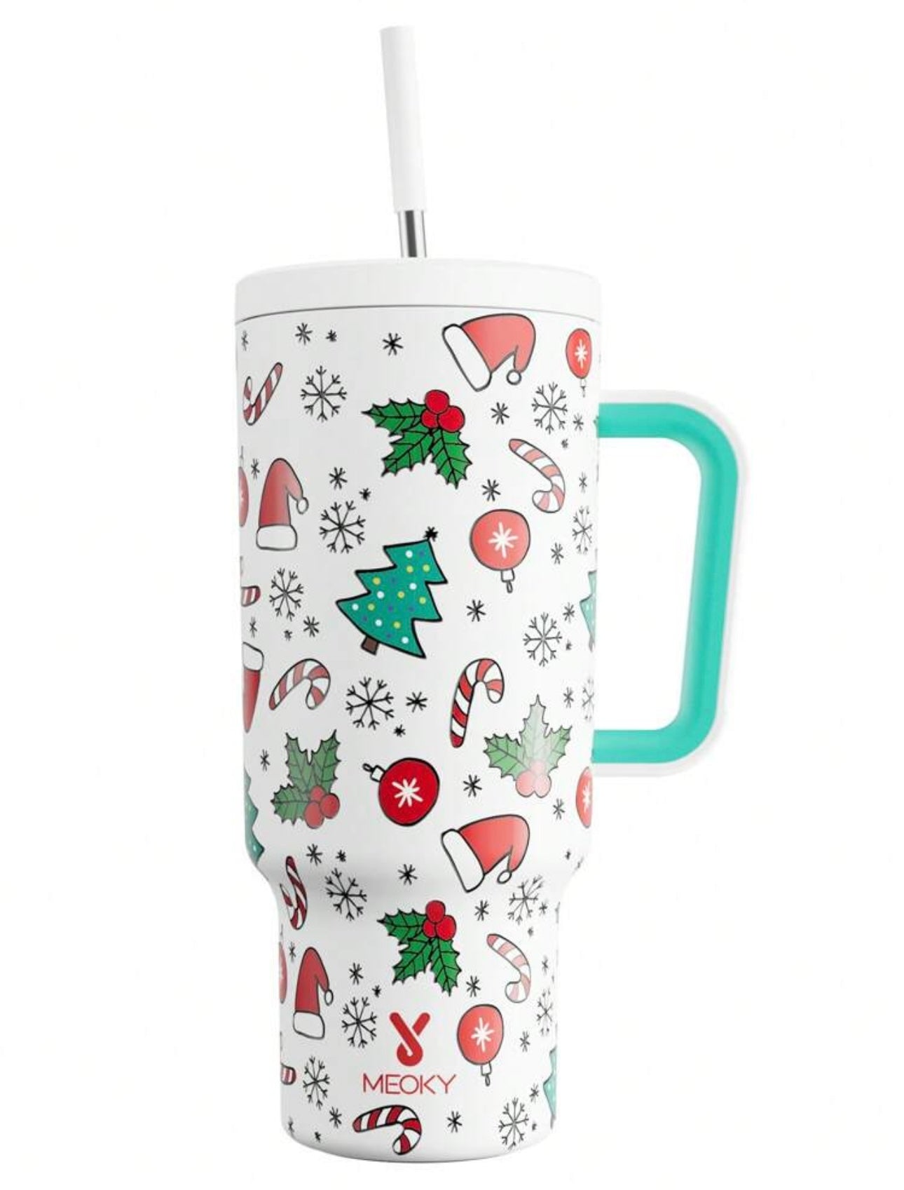 Meoky 40oz Stainless Steel Tumbler with Lid and Straw