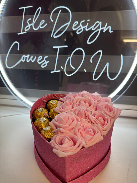 Pink Glitter Heart Shaped Box