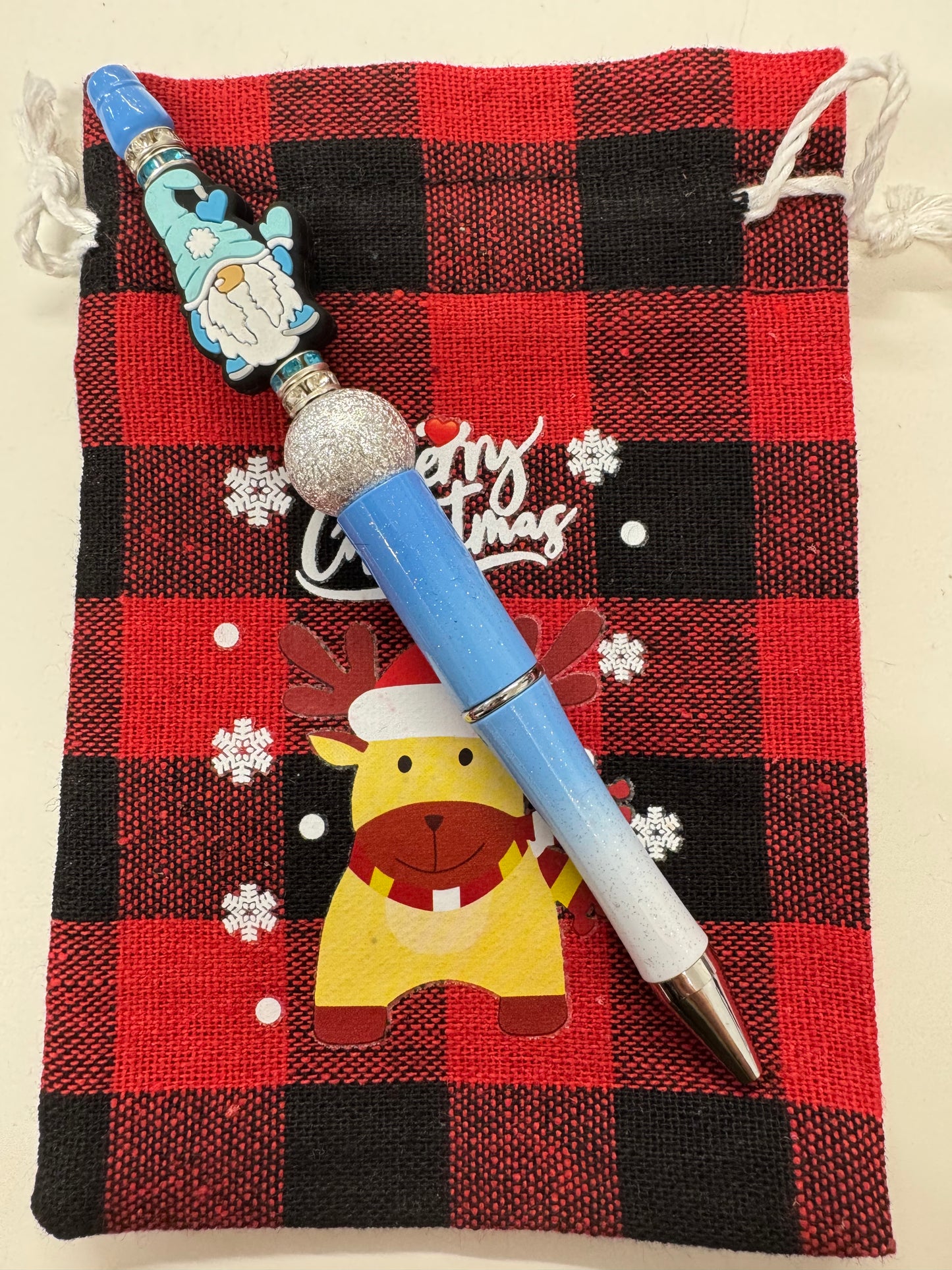 Christmas Beaded Pens - Blue & Silver