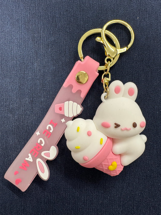 Ice Cream Bunny Keychain