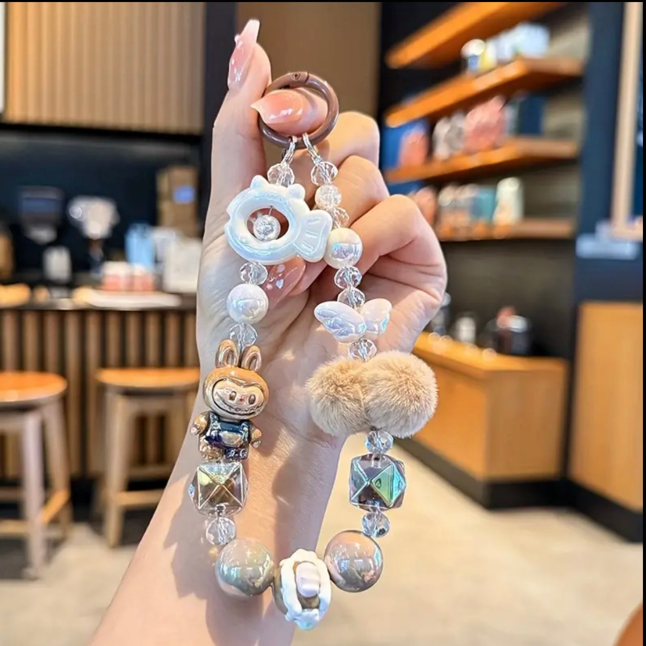 LABUBU Acrylic Pom Pom Beaded Phone Chain