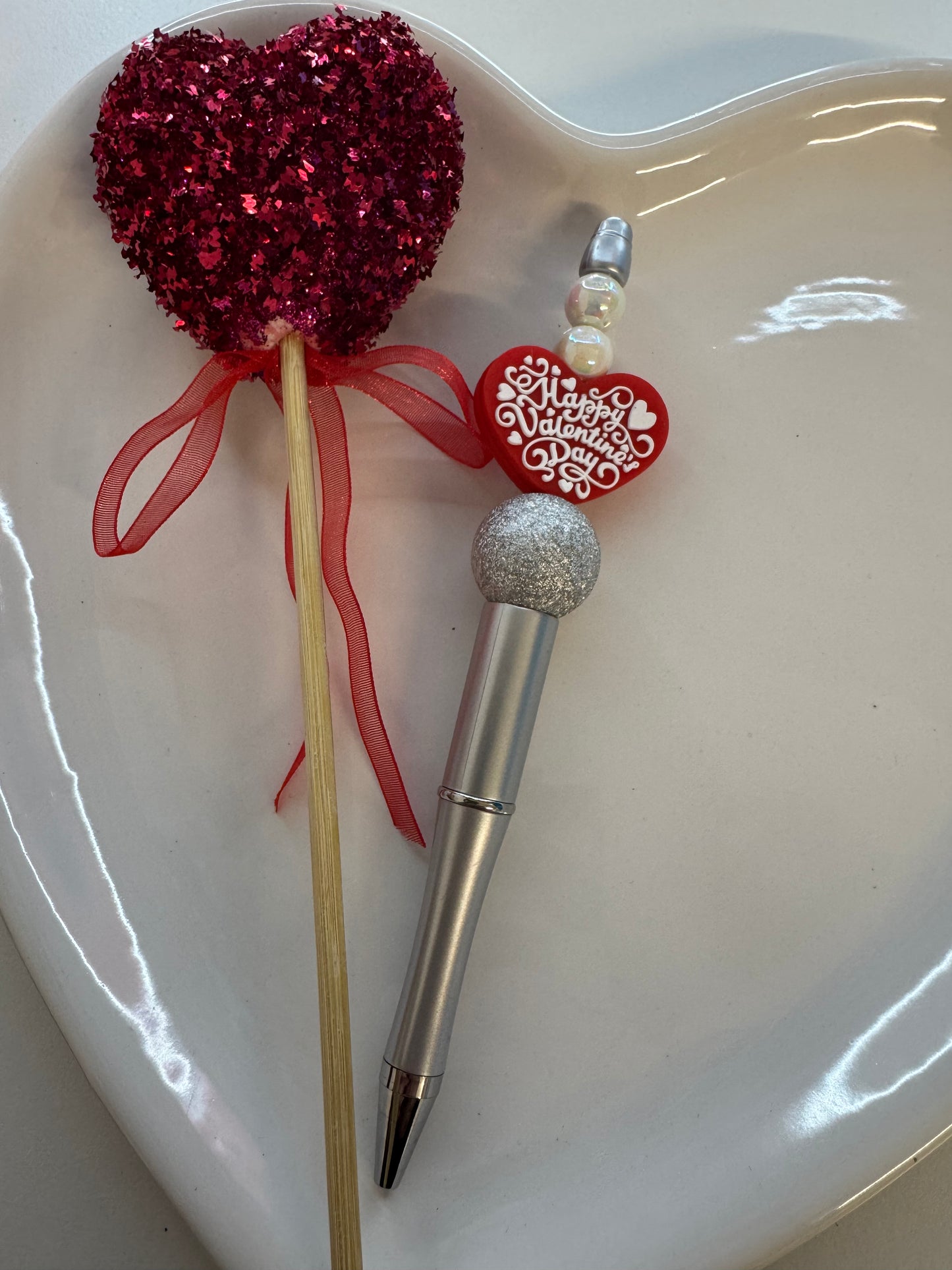 ‘Happy Valentine’s Day’ Beaded Pen