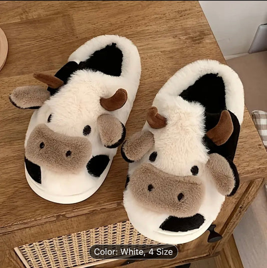 Soft Fluffy Cow Slippers