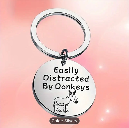 'Easily Distracted By Donkeys' Keyring