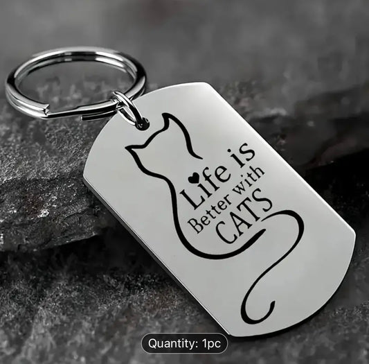 'Life is Better with Cats' Keyring