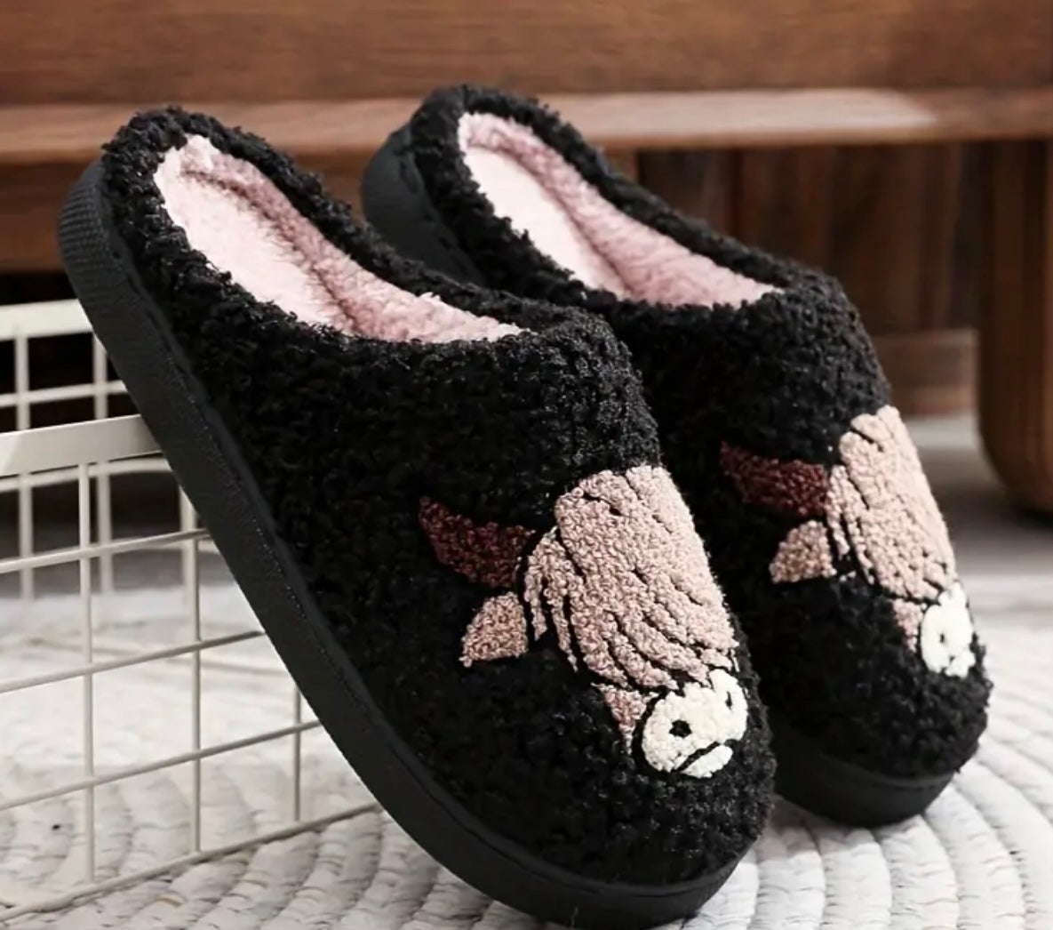 Cute Warm Fuzzy Highland Cow Slippers