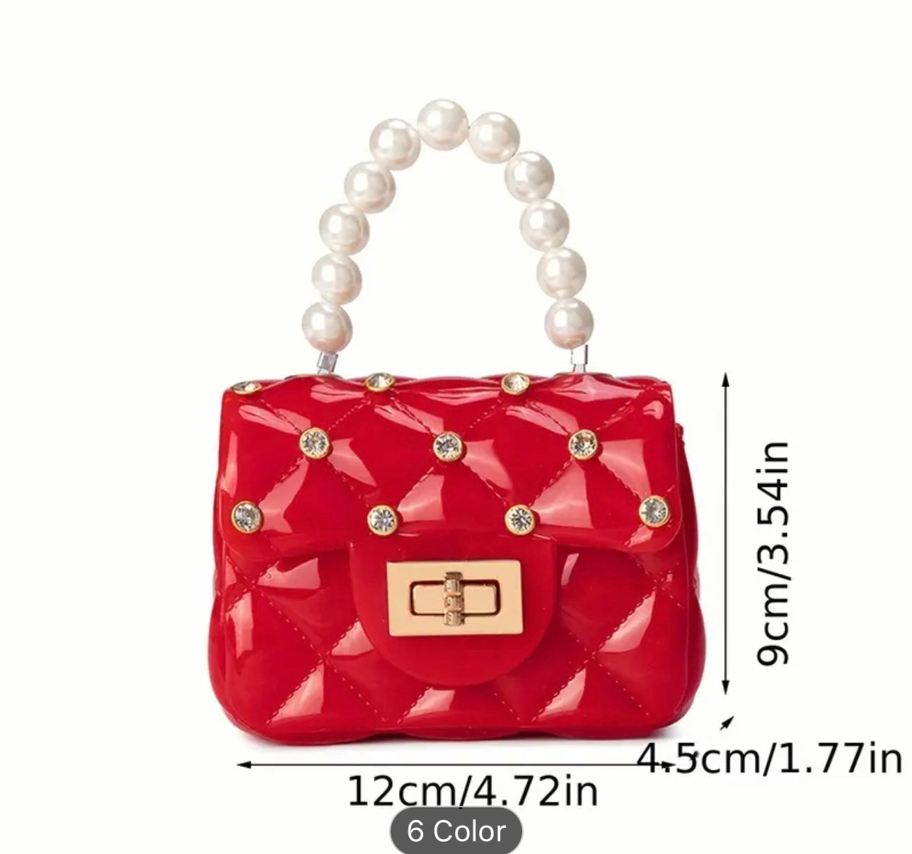 Pearl Handle Mini Jelly Bag with Diamontes