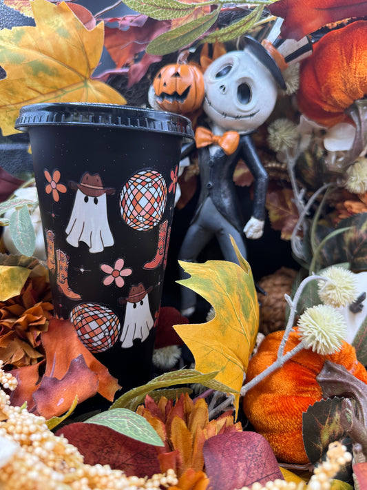 Halloween Reusable Plastic Tumbler with Lid & Straw