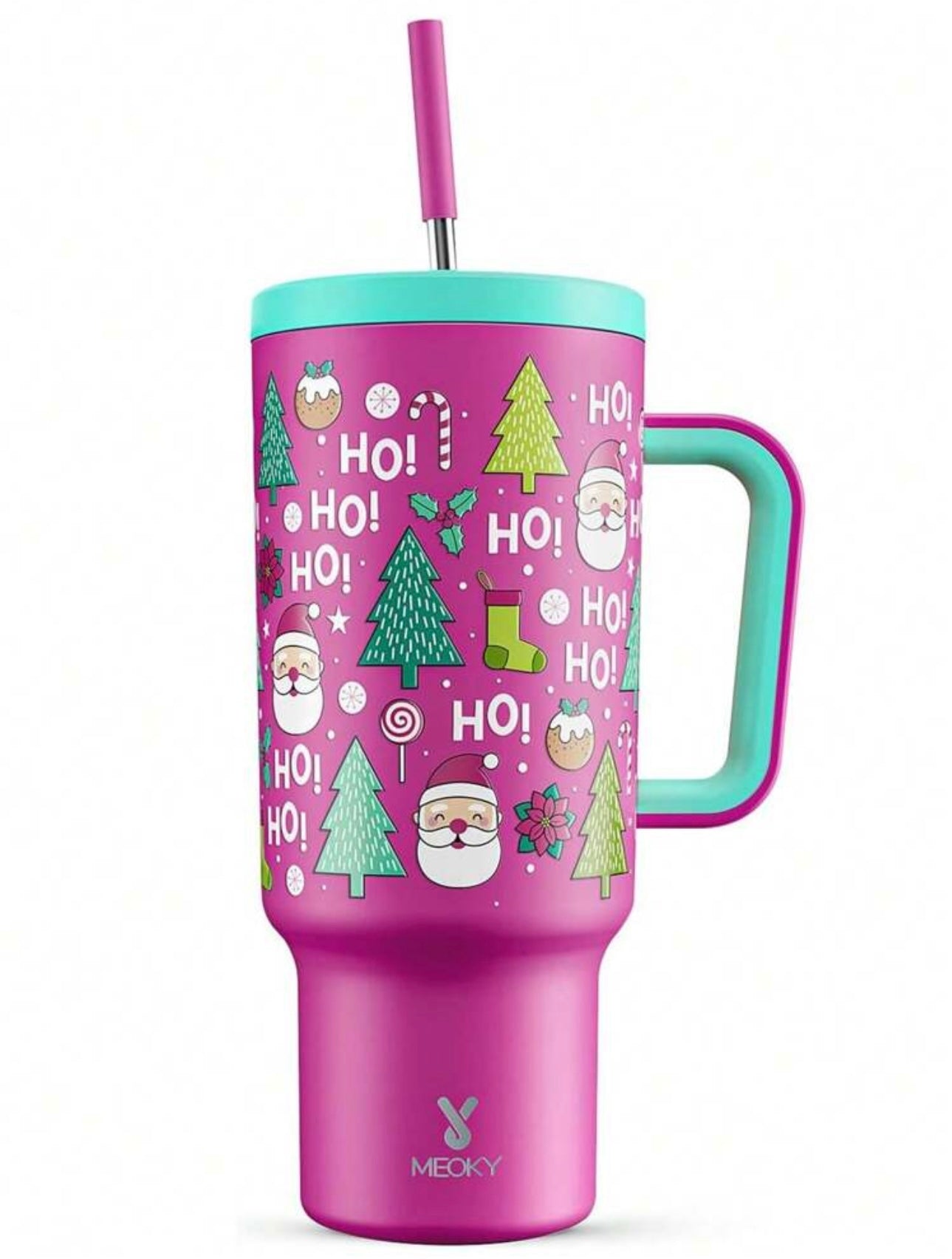 Meoky 40oz Stainless Steel Tumbler with Lid and Straw