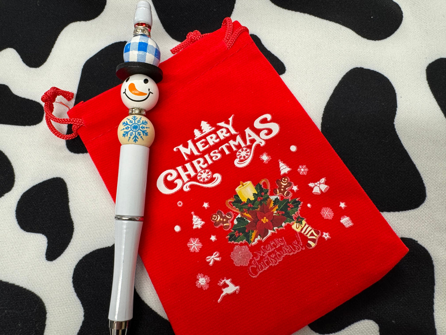 Christmas Snowmen Beaded Pens