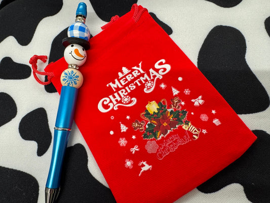 Christmas Snowmen Beaded Pens