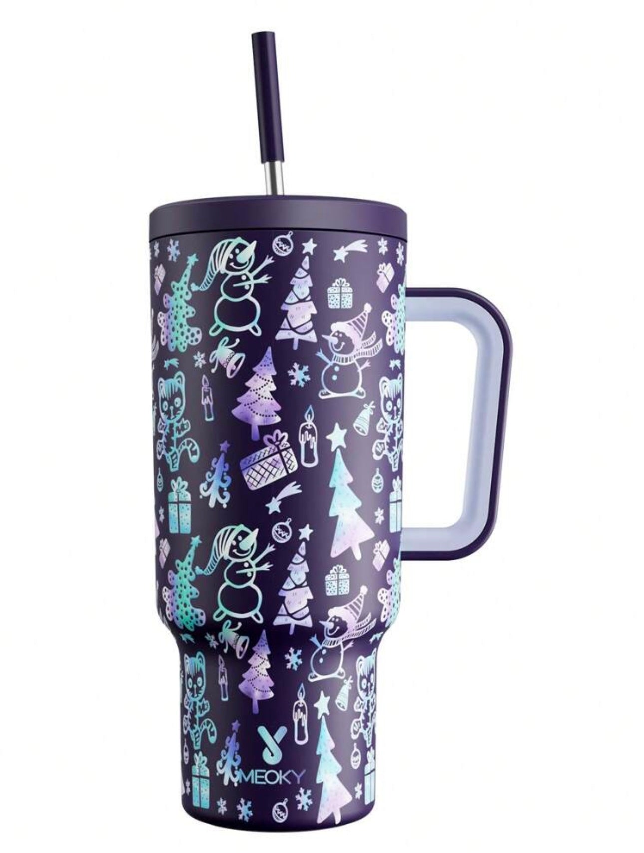 Meoky 40oz Stainless Steel Tumbler with Lid and Straw